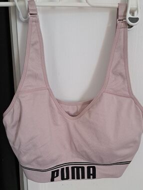Puma Pale Pink Supportive Seamless Sports Bra with Branded Band